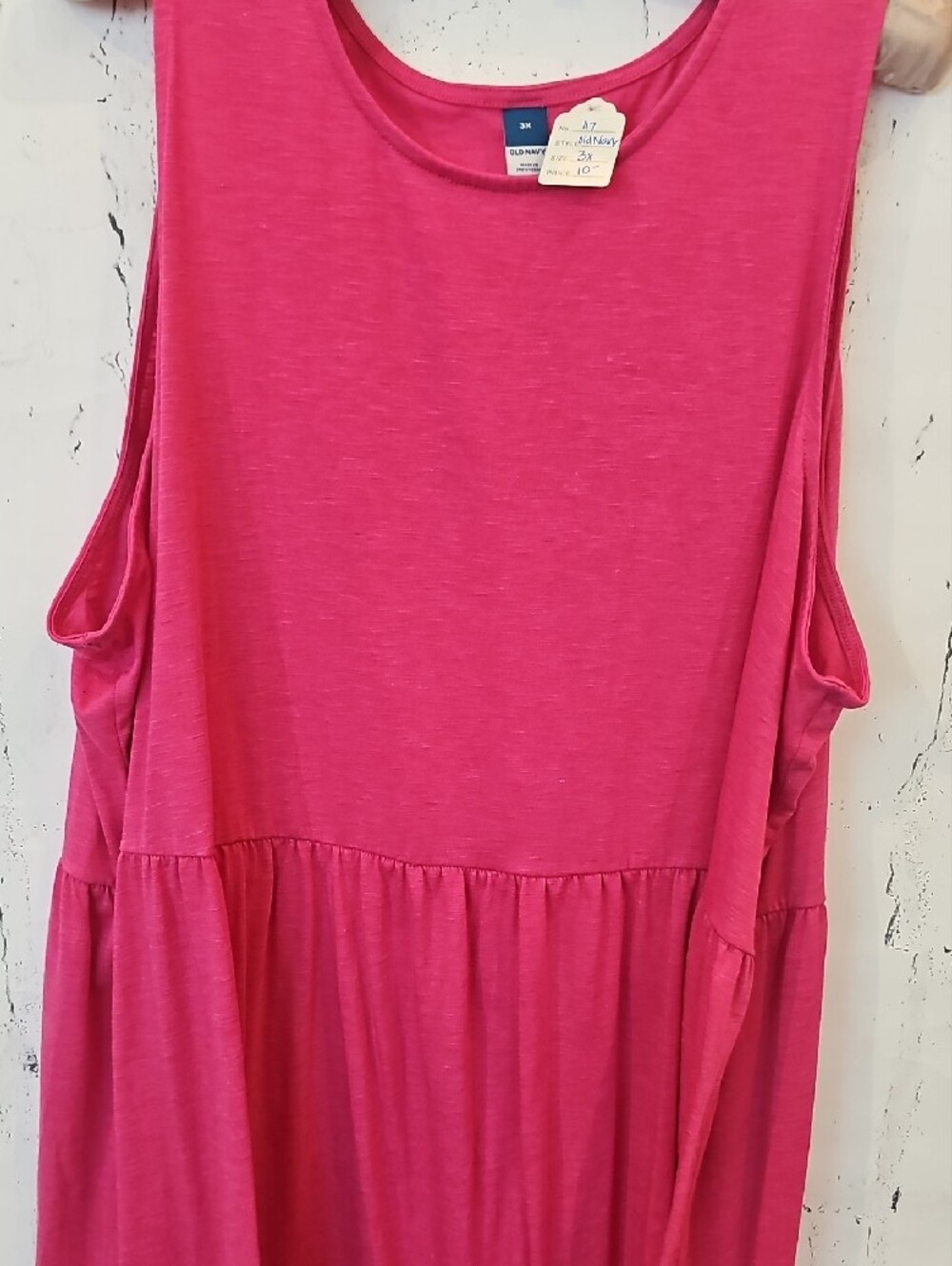 Bright Pink Sleeveless Gathered Waist Dress - Picture 2 of 3